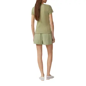 Womens Ribbed Knit T-shirt QS image-5