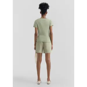 Womens Ribbed Knit T-shirt QS image-6