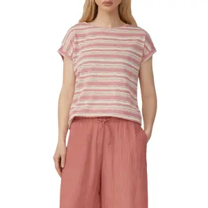 Women's Striped Slub Yarn T-Shirt QS image-2