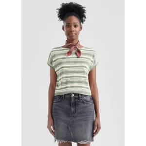Women's Striped Slub Yarn T-Shirt QS image-0