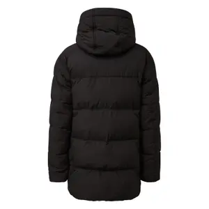 Crinkled Hooded Puffer Jacket with Zip Pockets QS image-1