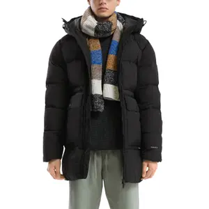 Crinkled Hooded Puffer Jacket with Zip Pockets QS image-2