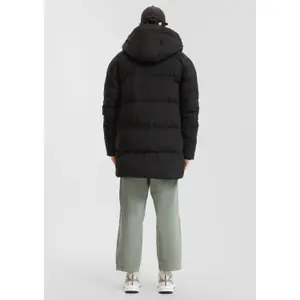 Crinkled Hooded Puffer Jacket with Zip Pockets QS image-4