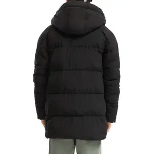 Crinkled Hooded Puffer Jacket with Zip Pockets QS image-5