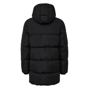 Crinkled Hooded Puffer Jacket with Zip Pockets QS image-1