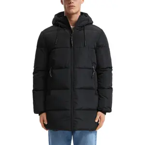 Crinkled Hooded Puffer Jacket with Zip Pockets QS image-2