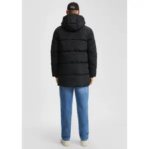 Crinkled Hooded Puffer Jacket with Zip Pockets QS image-4
