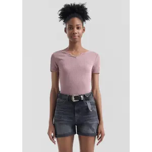 Womens Distressed Slim Fit T-Shirt QS image-0