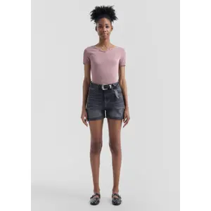 Womens Distressed Slim Fit T-Shirt QS image-1