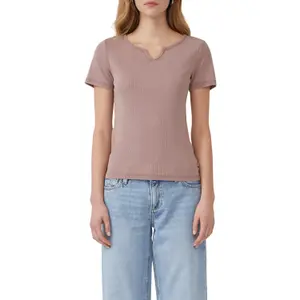 Womens Distressed Slim Fit T-Shirt QS image-2