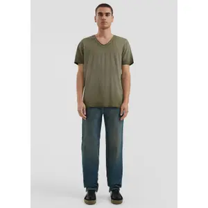 V-Neck T-Shirt in Flecked Yarn QS image-1