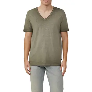 V-Neck T-Shirt in Flecked Yarn QS image-2