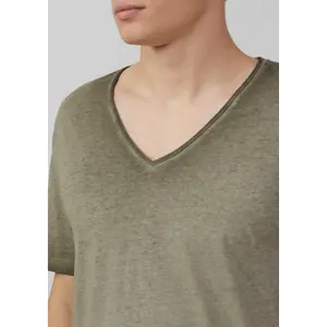 V-Neck T-Shirt in Flecked Yarn QS image-3