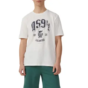 Basic Round Neck T-Shirt with Front Print QS image-2