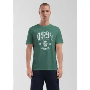 Basic Round Neck T-Shirt with Front Print QS image-0