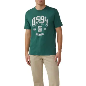 Basic Round Neck T-Shirt with Front Print QS image-2