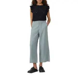 Elastic Waist Linen Blend Culotte Trousers Woman QS image-6