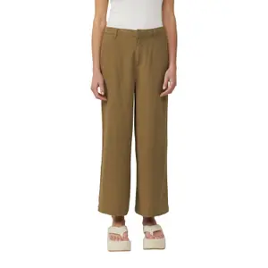 Elastic Waist Linen Blend Culotte Trousers Woman QS image-2