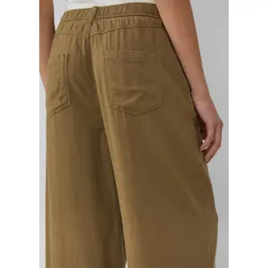 Elastic Waist Linen Blend Culotte Trousers Woman QS image-3