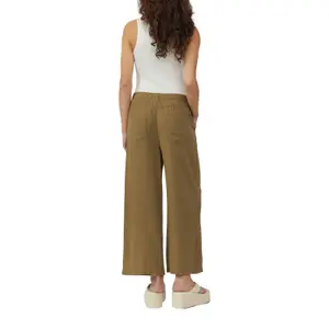 Elastic Waist Linen Blend Culotte Trousers Woman QS image-5