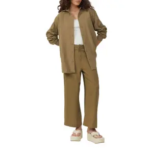 Elastic Waist Linen Blend Culotte Trousers Woman QS image-6