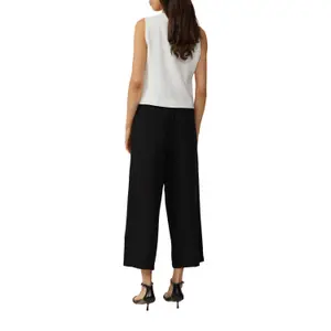 Elastic Waist Linen Blend Culotte Trousers Woman QS image-5