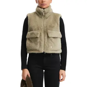 Faux Fur Gilet with High Collar Women's QS image-2