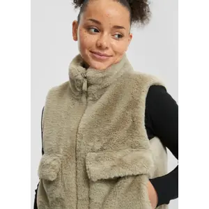 Faux Fur Gilet with High Collar Women's QS image-3