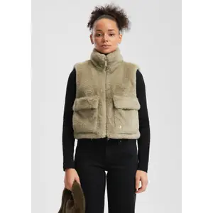 Faux Fur Gilet with High Collar Women's QS image-6