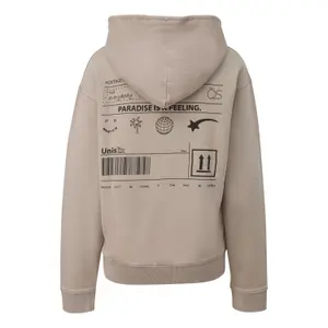 Womens Distressed Graphic Hooded Sweatshirt QS image-1