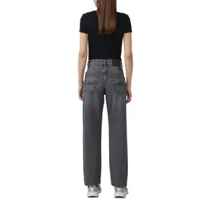 Women's Mid-Rise Loose Cotton Blend Jeans QS image-5