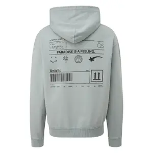 Washed Hooded Sweatshirt with Back Print QS image-1