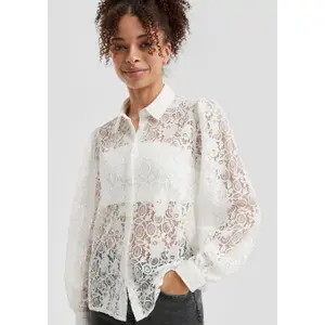 Button-Up Lace Blouse for Women QS image-3