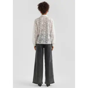 Button-Up Lace Blouse for Women QS image-4