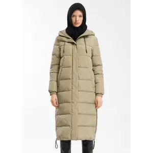 Women's Long Hooded Puffer Jacket with Drawstring QS image-6