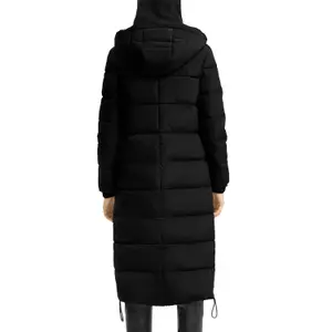 Women's Long Hooded Puffer Jacket with Drawstring QS image-5