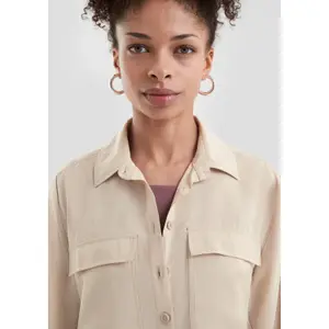 Women's Viscose Blend Shirt with Patch Pockets QS image-3