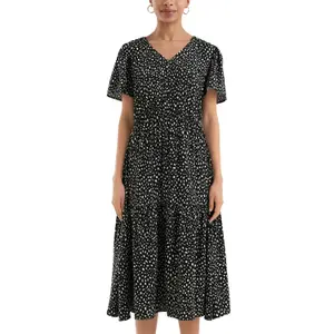 Viscose Dress with All-Over Print for Women QS image-2