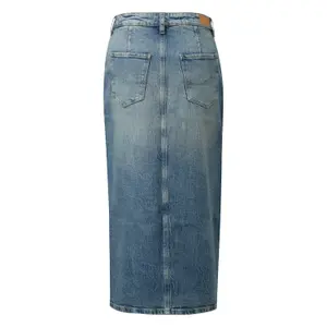 Used Effect Midi Denim Skirt Five Pockets Women QS image-1