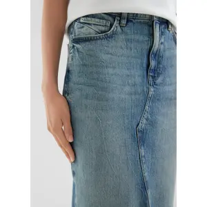 Used Effect Midi Denim Skirt Five Pockets Women QS image-3