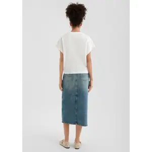 Used Effect Midi Denim Skirt Five Pockets Women QS image-4