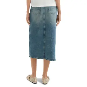 Used Effect Midi Denim Skirt Five Pockets Women QS image-5