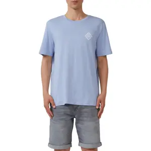 Basic Round Neck T-Shirt with Small Chest Print QS image-2