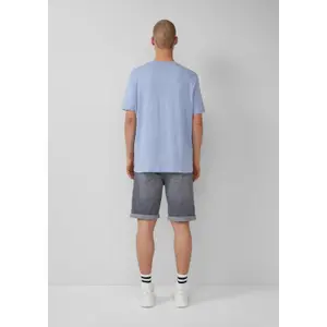 Basic Round Neck T-Shirt with Small Chest Print QS image-4