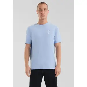 Basic Round Neck T-Shirt with Small Chest Print QS image-6