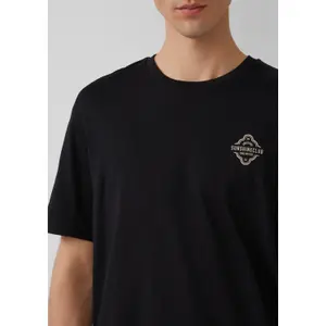 Basic Round Neck T-Shirt with Small Chest Print QS image-3