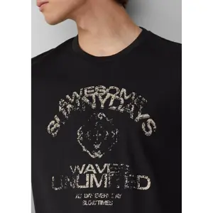 Basic Round Neck T-Shirt with Print QS image-3