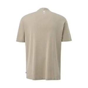 Buttoned Tunisian Collar Ribbed T-Shirt QS image-1