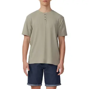 Buttoned Tunisian Collar Ribbed T-Shirt QS image-2