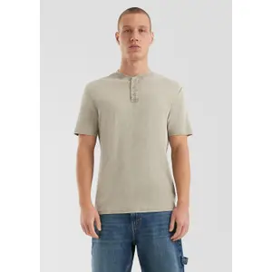 Buttoned Tunisian Collar Ribbed T-Shirt QS image-6